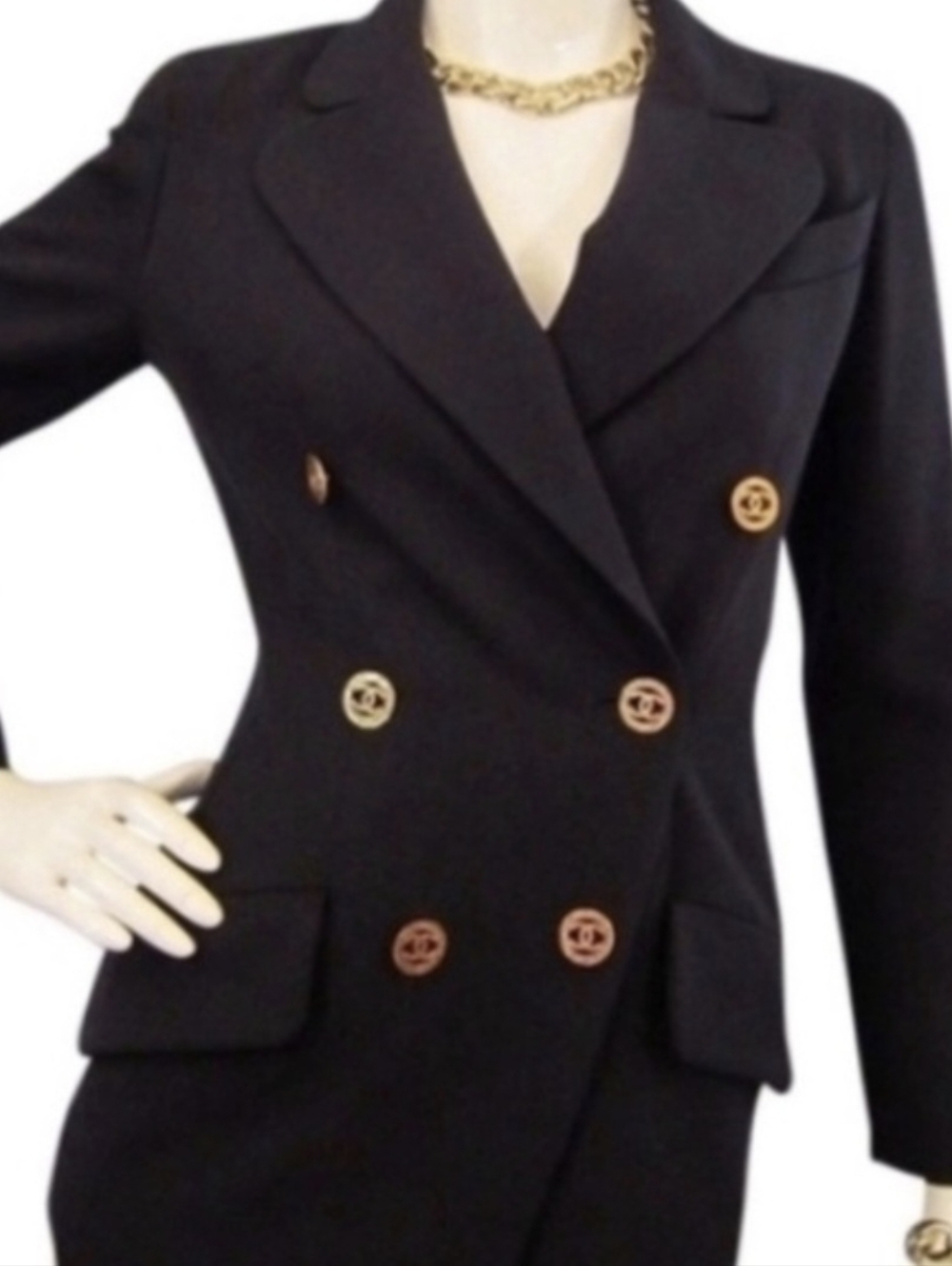 Vintage Chanel Navy Wool Blazer